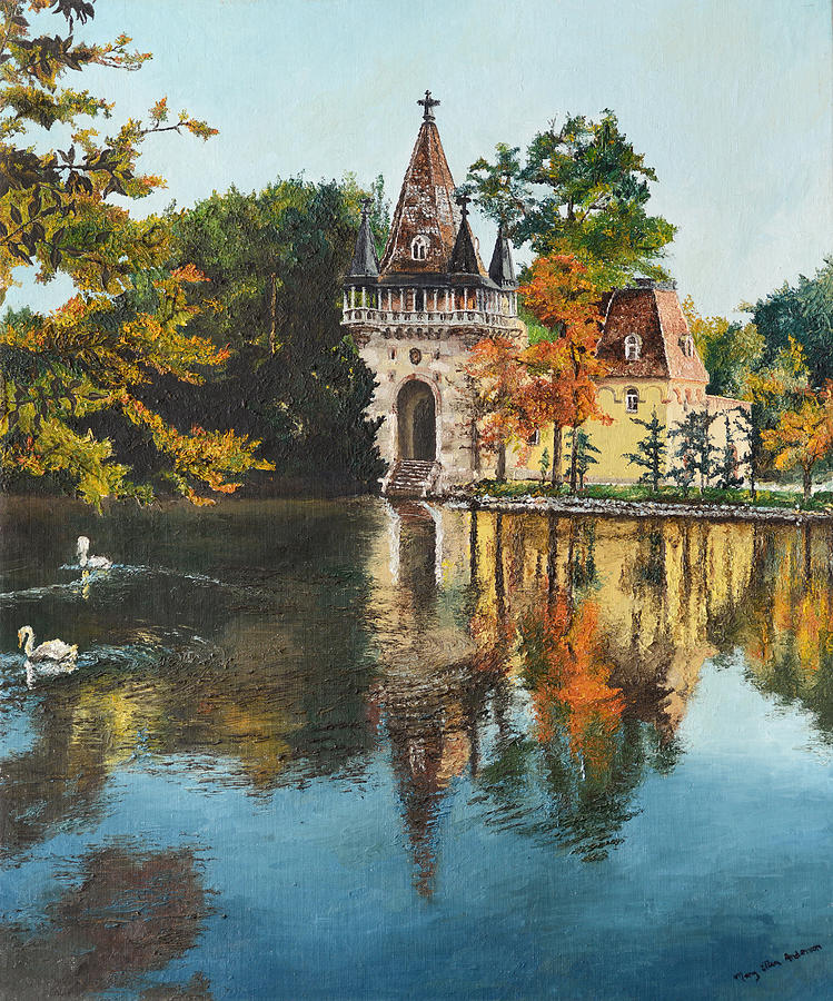 Fantasy Painting - Castle on the Water by Mary Ellen Anderson