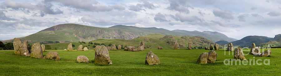 Sheep Photograph - Castle Rigg Stone Circle With Lamb Hiding Behind the Stones by Chris Blake