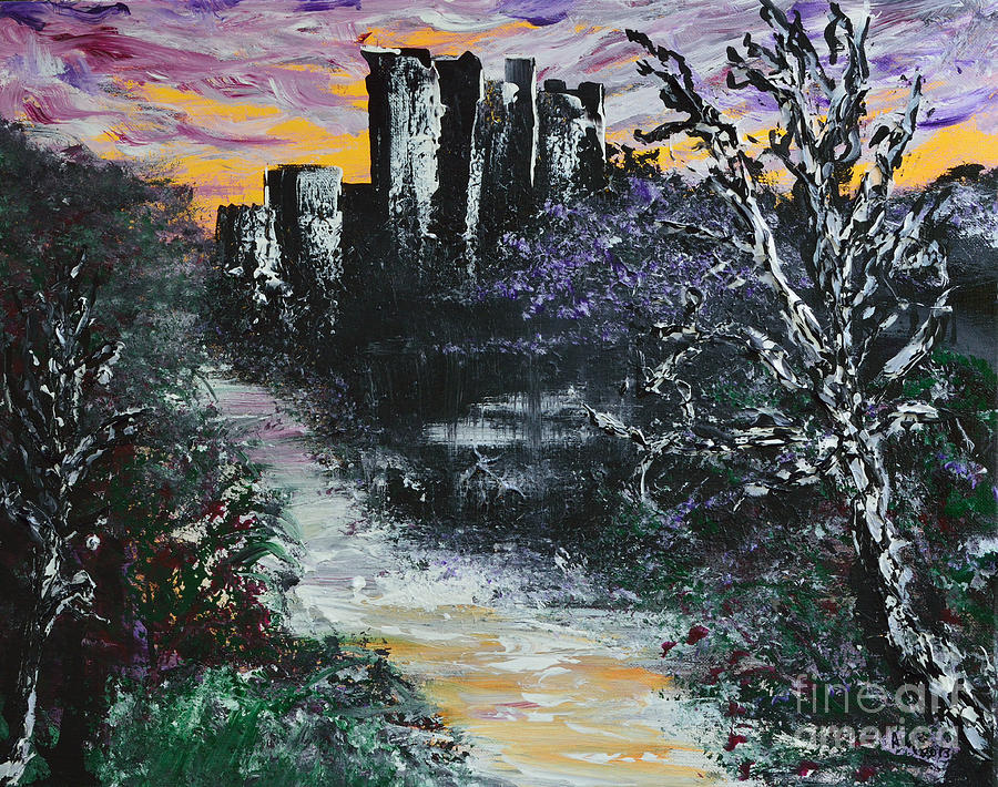 Castle Ruins At Dawn Painting by Alys Caviness-Gober