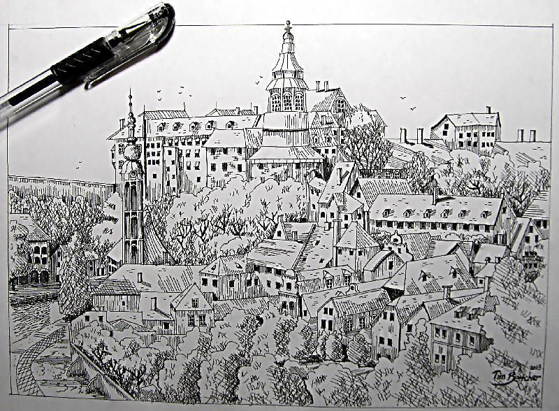 Pen Sketches Drawing - Castle Sketch by Timothy Bettcher