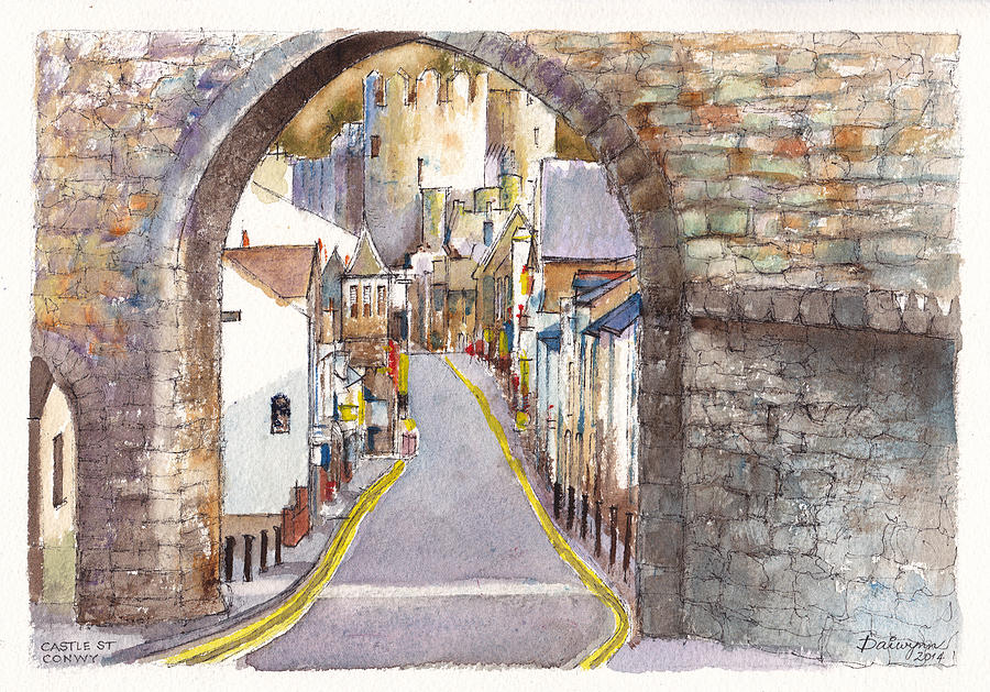 Castle Painting - Castle Street Conwy North Wales by Dai Wynn