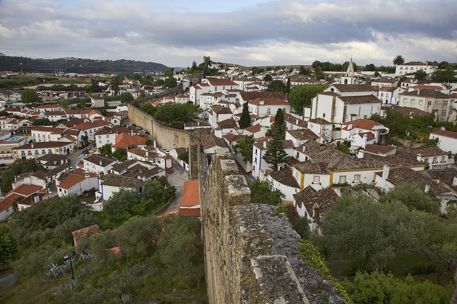 Castle Wall of the Medieval Village of Obidos Photograph by David Letts