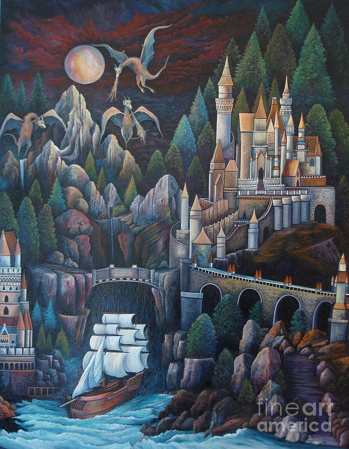 Castles and Dragons Painting by Greg Reichert