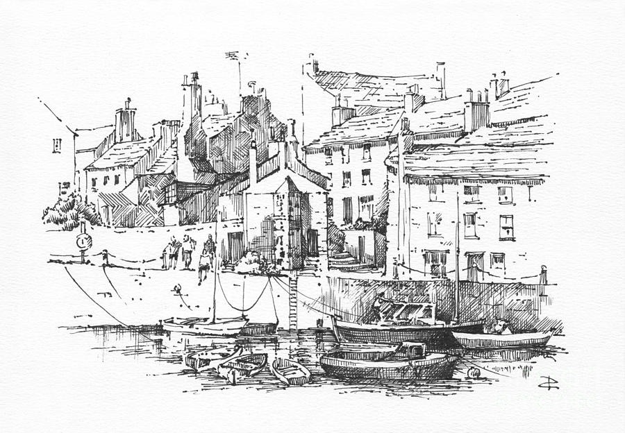 Castletown Harbour Drawing by Paul Davenport