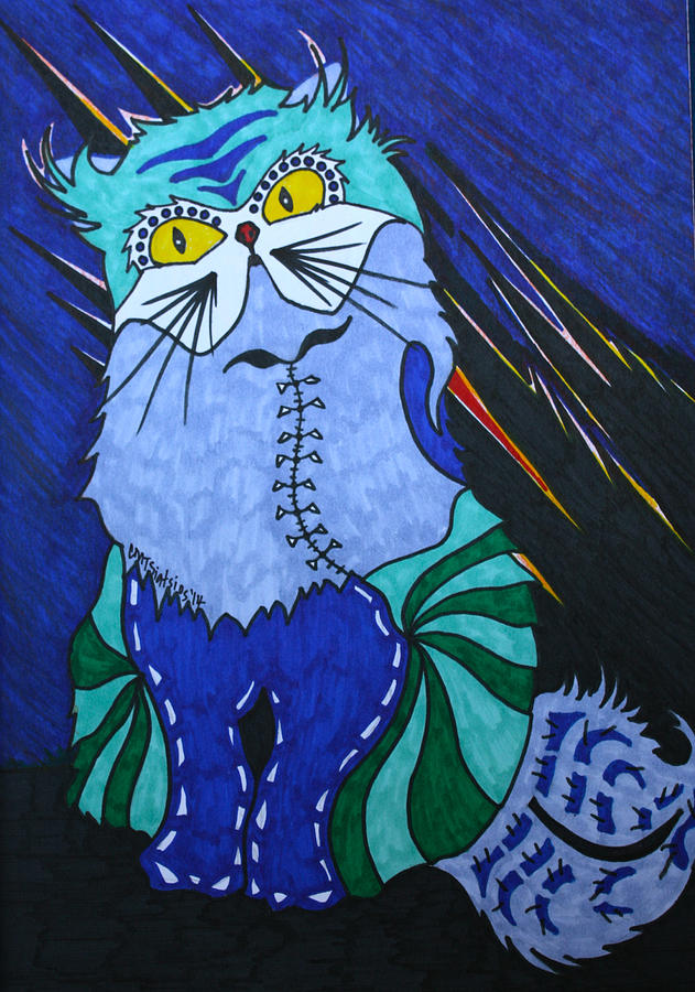Abstract Drawing - Cat 4 by Carol Tsiatsios