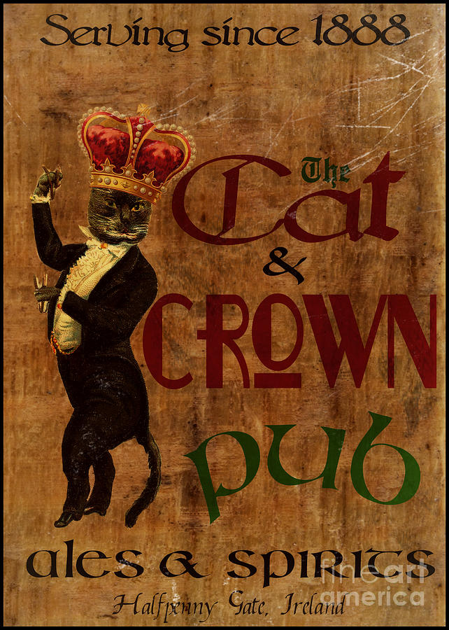 Vintage Painting - Cat and Crown Pub by Cinema Photography