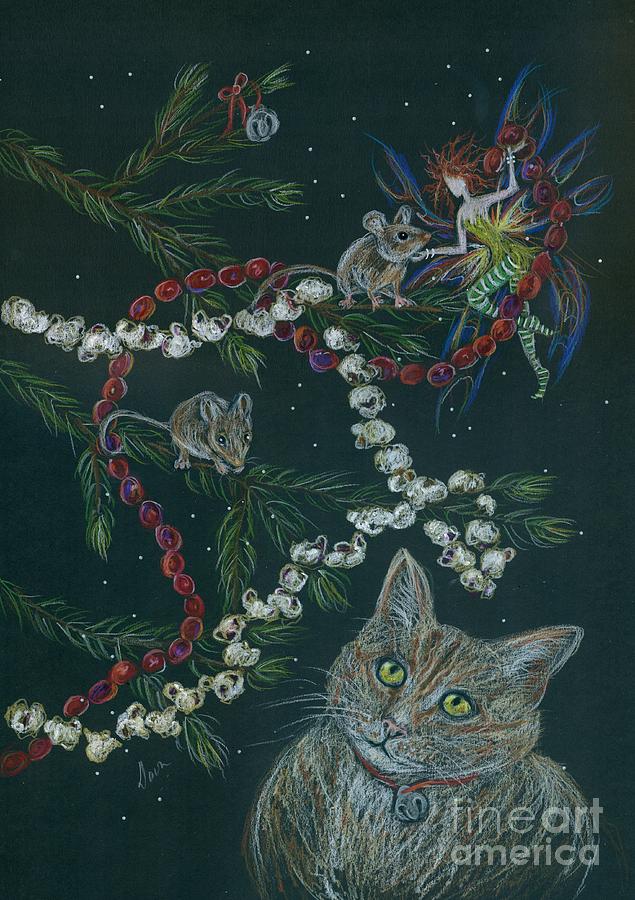 Cat and Mouse Drawing by Dawn Fairies