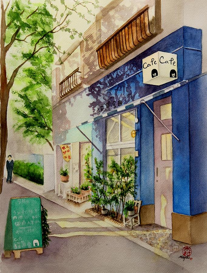 Cat Cafe Painting by Miyuki Kimura