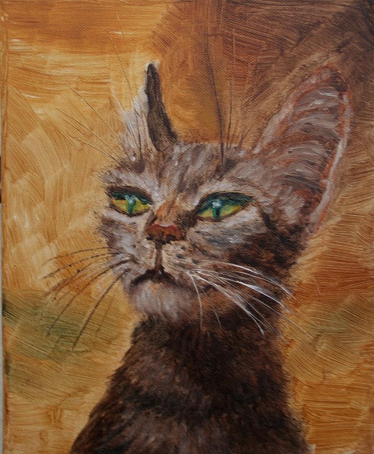 Cat Painting - cat by Elena Sokolova