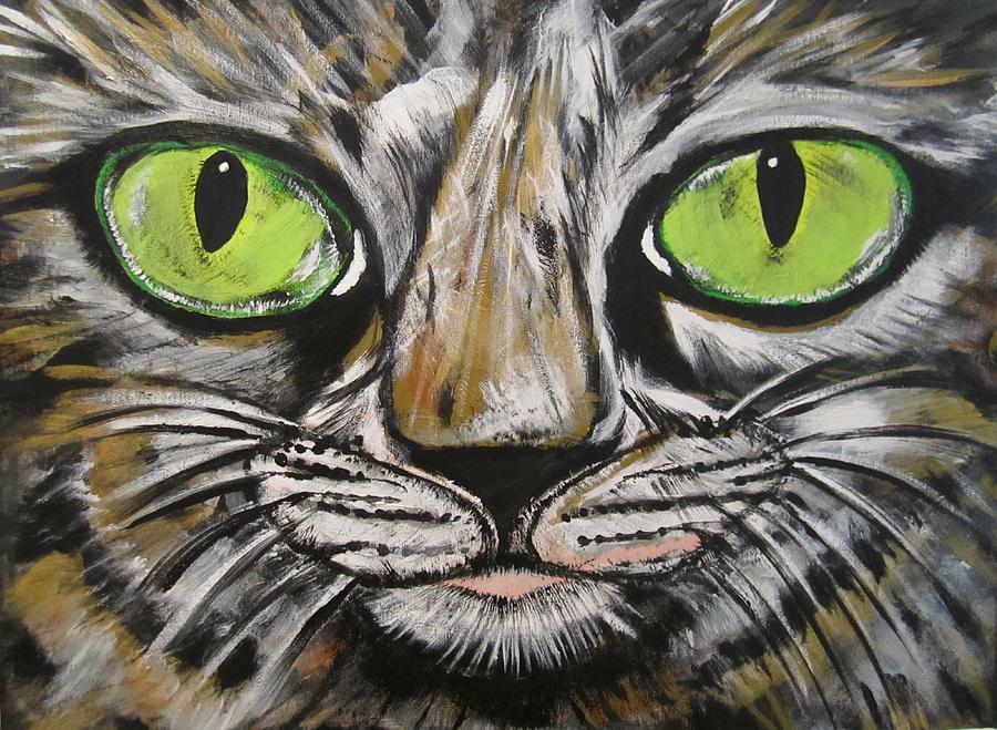 Cat Eyes Painting by Paulette Orlando - Corsair | Fine Art America
