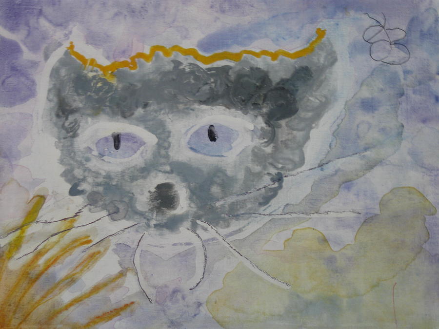 Cat face as a cloud Painting by AJ Brown