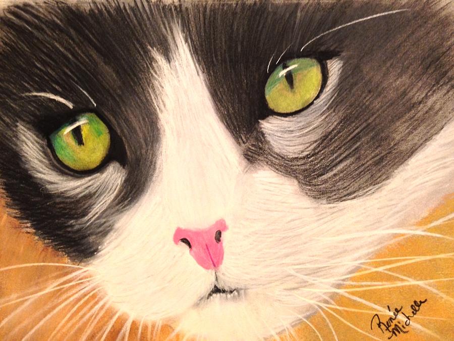 Cat Face Pastel by Renee Michelle Wenker