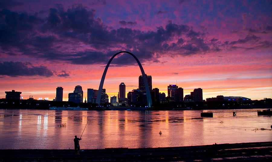 Cat Fishing across from the Arch Photograph by Garry McMichael