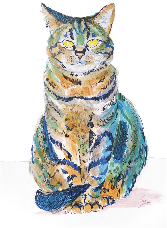 Cat Illustration Painting by Mike Jory
