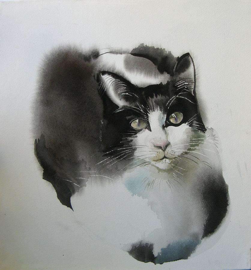 Cat In Black And White Painting by Alfred Ng