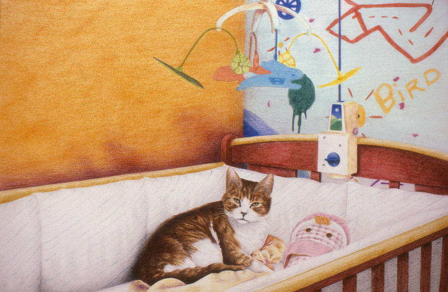 Cat in the Crib Painting by Phil Welsher