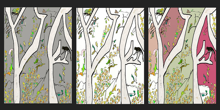 Cat in Tree Panel Digital Art by SC Heffner