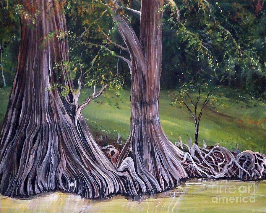 Cat Island Cypress Louisiana Painting by Lizi Beard-Ward