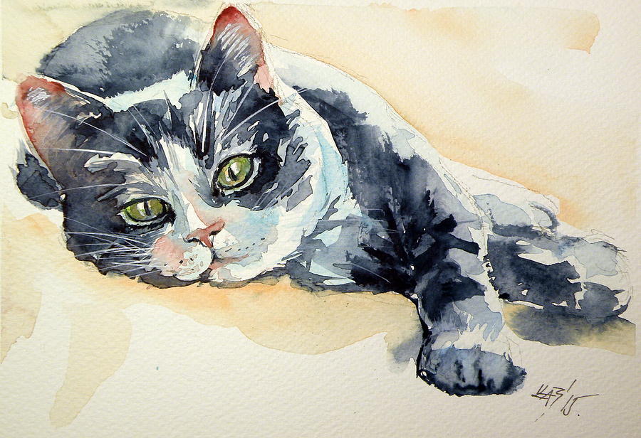 Cat Painting by Kovacs Anna Brigitta