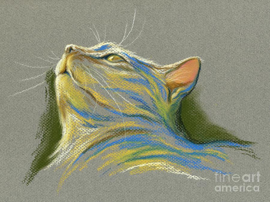 Cat Pastel - Cat Looking up to Heaven by MM Anderson