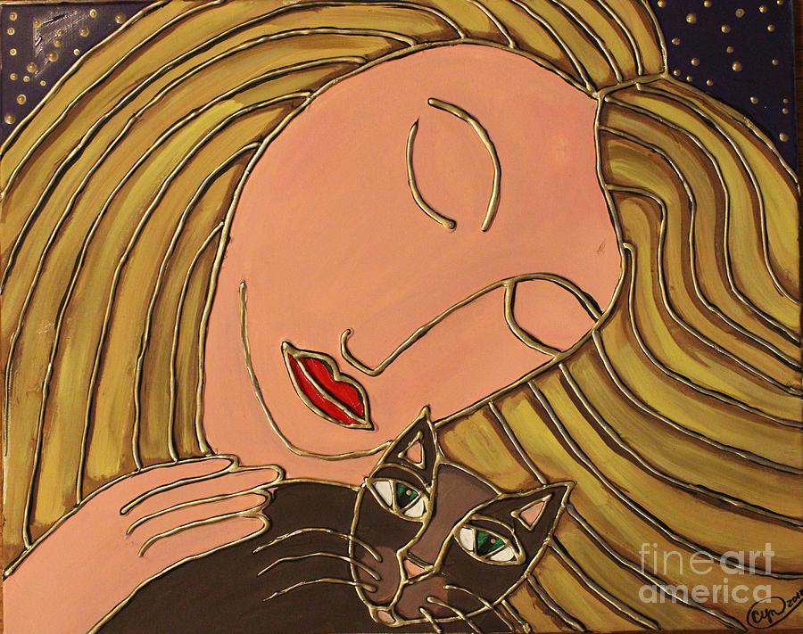 Cat Love Painting by Cynthia Snyder
