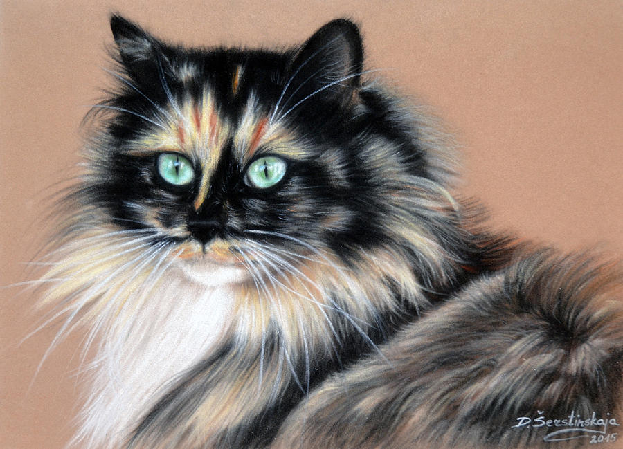 Cat Luna Drawing by Danguole Serstinskaja
