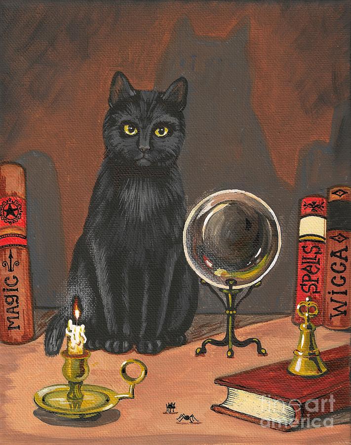 Halloween Painting - Cat Magic by Margaryta Yermolayeva