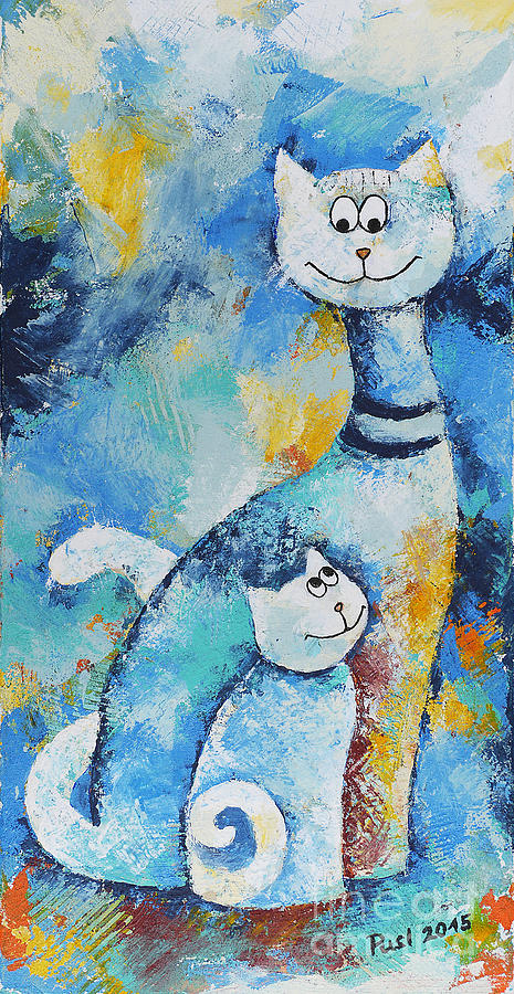 Cat Mommy Painting by Jutta Maria Pusl