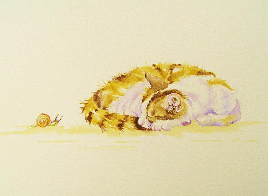 Cat Painting - Cat Nap by Debra Hall