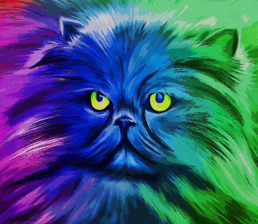 Cat of many colors Mixed Media by Tyler Robbins