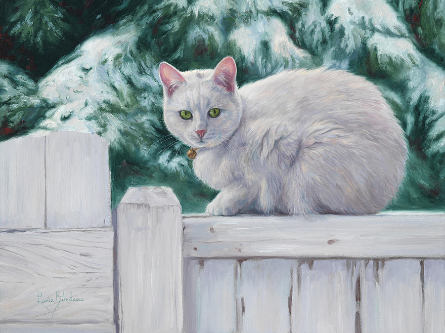 Cat On A Fence Painting by Lucie Bilodeau