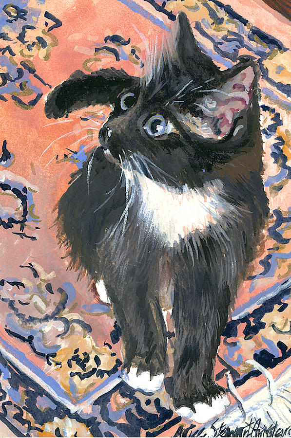 Flower Painting - Cat On A Rug by Alice Grimsley