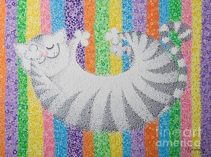 Cat Painting - Cat On Rainbow by Grass Hopper