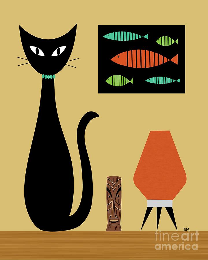 Cat on Tabletop Digital Art by Donna Mibus