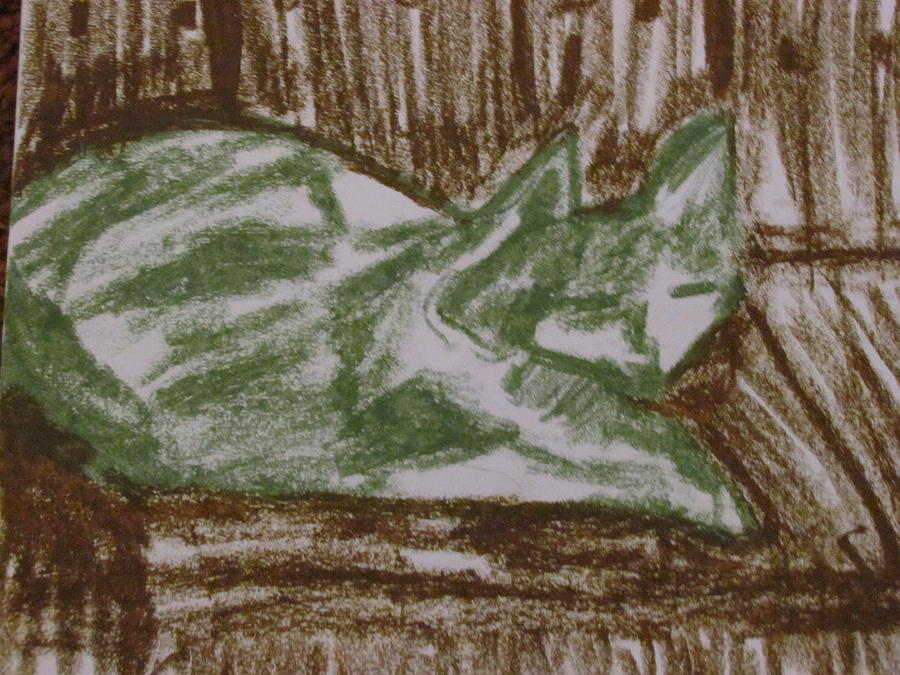 Cat On The Couch Painting by Shea Holliman