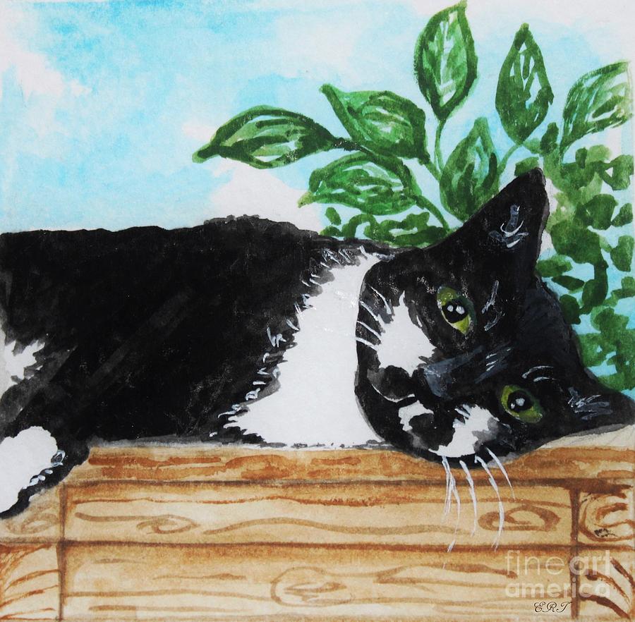 Cat Out On the Deck Painting by Elizabeth Robinette Tyndall