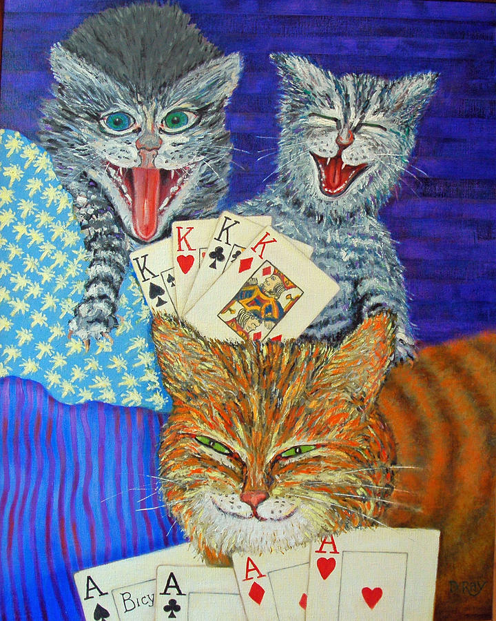 Cat Poker Painting by Dwain Ray