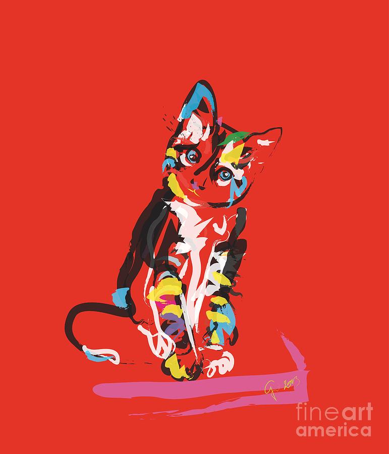 Cat Painting - Cat Prins by Go Van Kampen