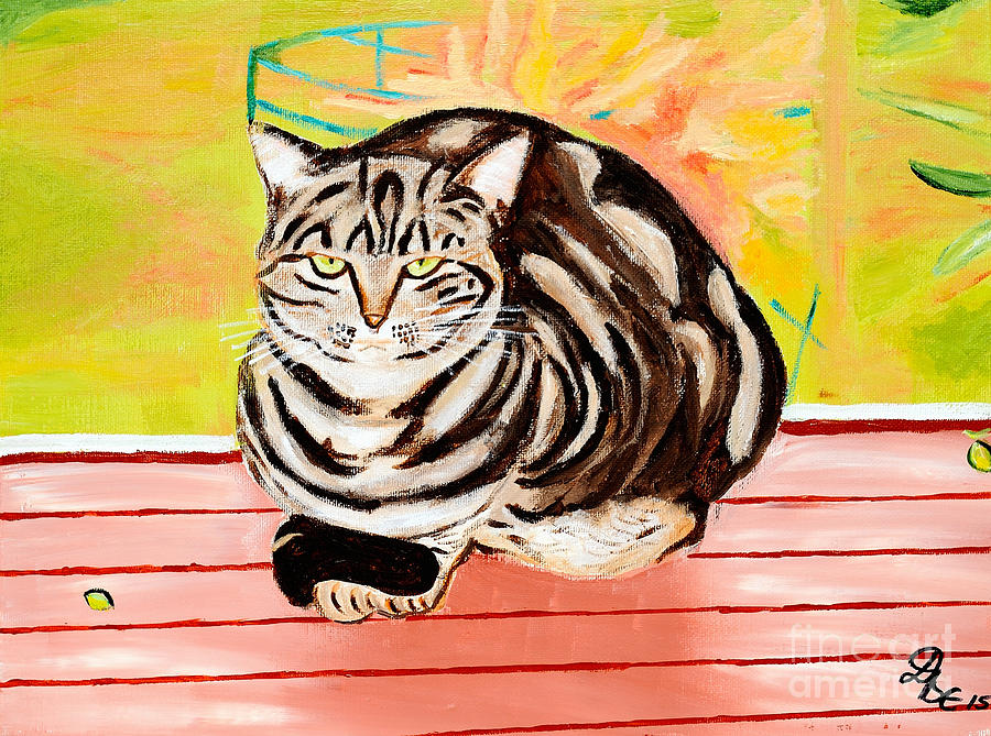 Cat Painting - Cat relaxing by Art by Danielle