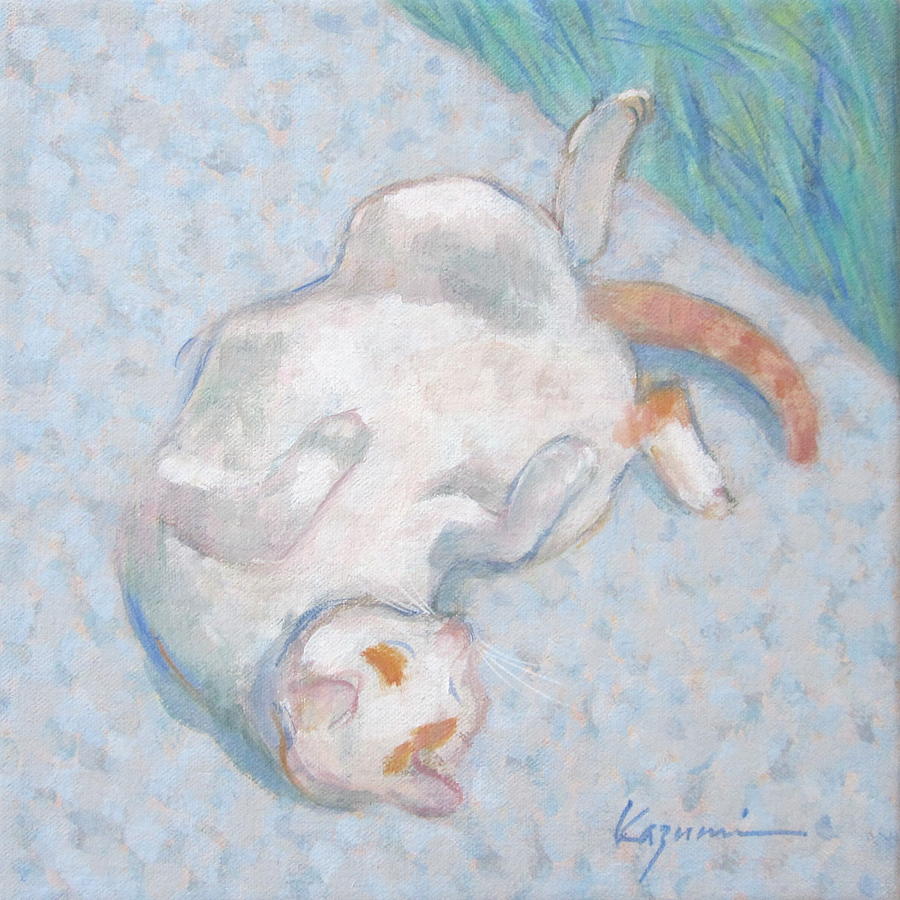 Cat Sunbathing  Painting by Kazumi Whitemoon