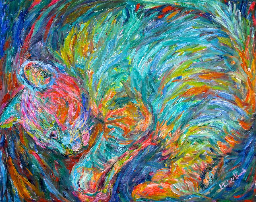 Cat Swirl Painting by Kendall Kessler