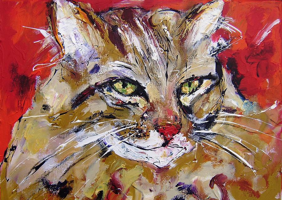 Feline portrait  Painting by Mary Cahalan Lee - aka PIXI