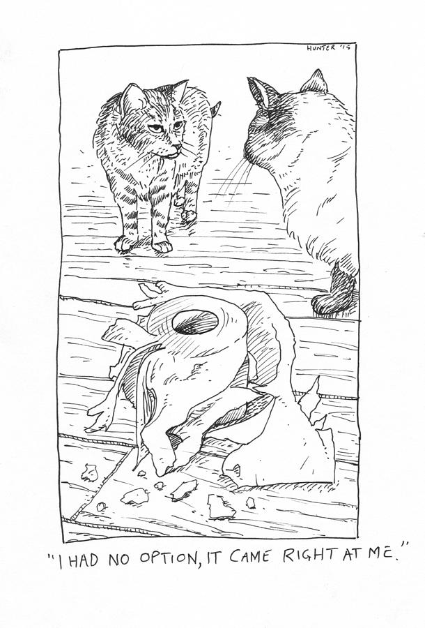 Cat v Toilet Roll Painting by Steve Hunter