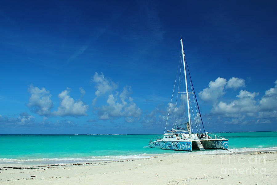 Catamaran in Caribbean Photograph by Robyn Saunders