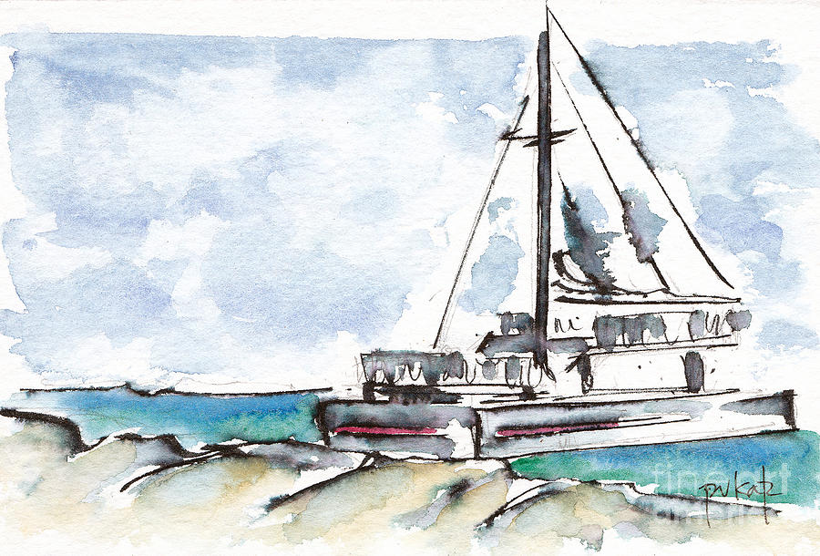 Catamaran On Fury Beach Painting by Pat Katz