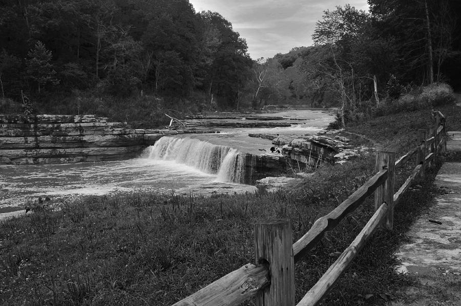 Cataract Falls Indiana Black N White Photograph by Randall Branham