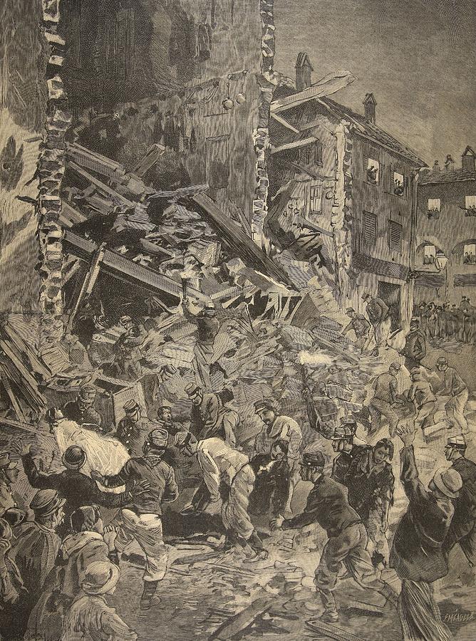 Catastrophe In Biot, Illustration Drawing by French School