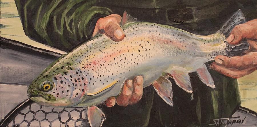 Trout Painting - Catch and release by Scott Thompson