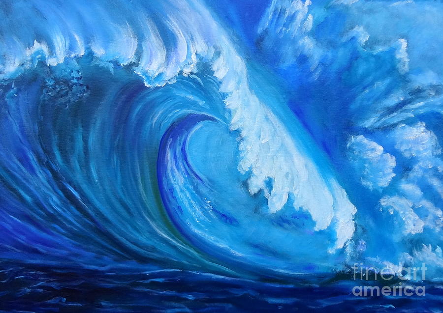 Hawaiian Ocean Wave  Painting by Jenny Lee