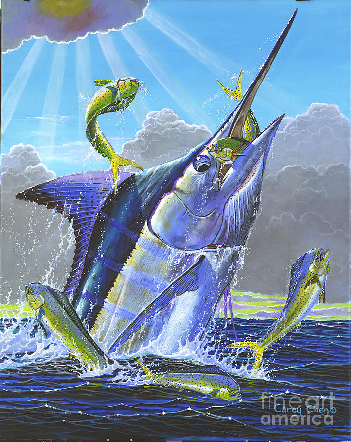 Swordfish Painting - Catch em up Off0029 by Carey Chen